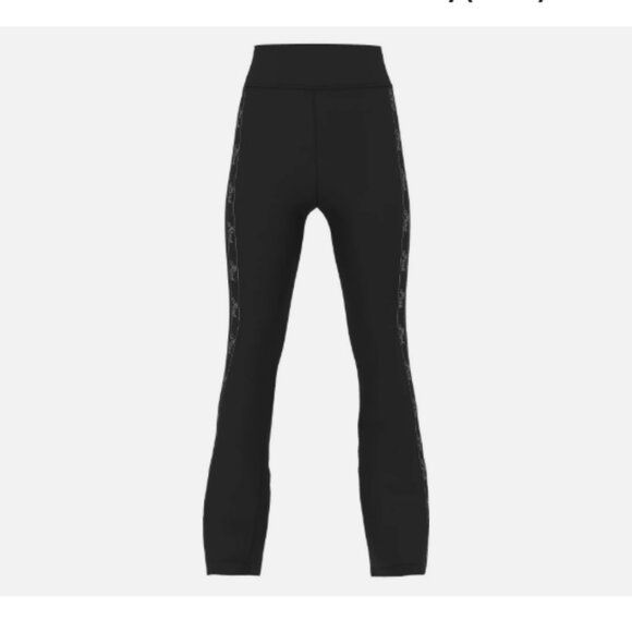 VICTORIA'S SECRET PINK RELAY LOGO SHINE FLARE LEGGINGS Medium SHORT BLACK- Bling - Picture 3 of 6